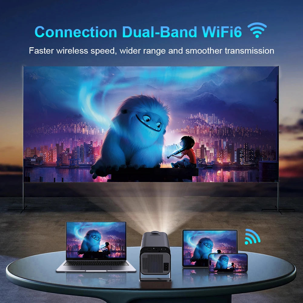 Velec HY320 Mini Projector Upgrade 4K Android 11 WiFi 6 BT 5.0 Allwinner H713 Home Outdoor Portable Projector HY320 MINI