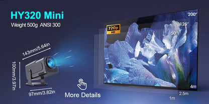 Velec HY320 Mini Projector Upgrade 4K Android 11 WiFi 6 BT 5.0 Allwinner H713 Home Outdoor Portable Projector HY320 MINI