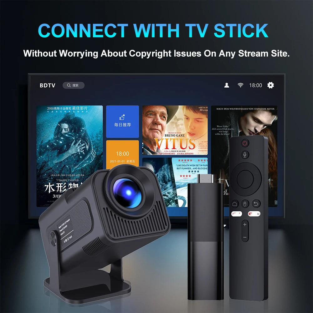 Velec HY320 Mini Projector Upgrade 4K Android 11 WiFi 6 BT 5.0 Allwinner H713 Home Outdoor Portable Projector HY320 MINI