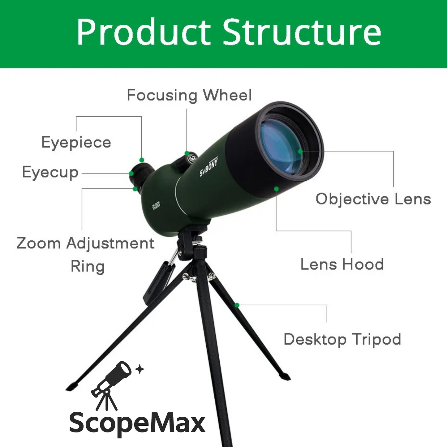 New ScopeMax SV70 - Waterproof Zoom Telescope for Shooting & Camping